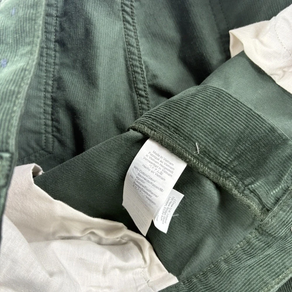 J Crew Corduroy Pants Mens 38x32 Green Chino Slim Fit Stretch Preppy Casual